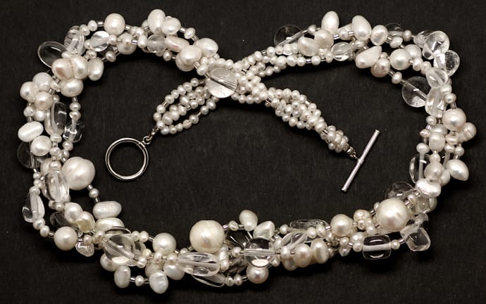 Foto 1 - Halskette mit Perlen und Kristallkugeln 925er Verschluss, Q1174