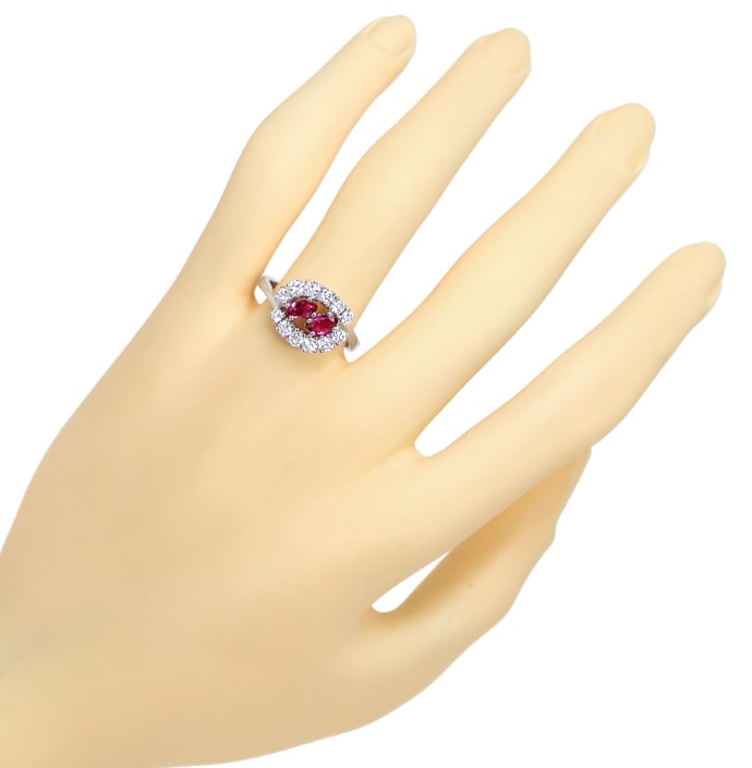 Foto 4 - Diamantring mit roten Rubinen und Diamanten in Weißgold, S1754