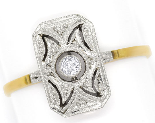 Foto 2 - Antiker Super Art Deco Diamant-Ring 14K Gold und Platin, S4792